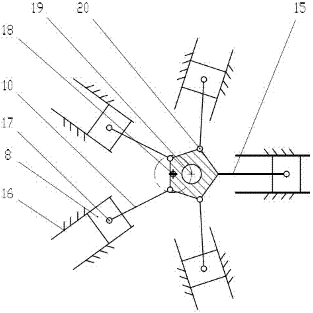 Crank and slider hydraulic transmission type cycloidal propeller mechanism