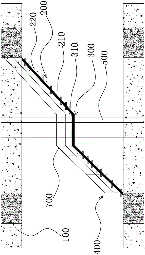 Hanging type construction staircase of deep foundation pit and construction method thereof