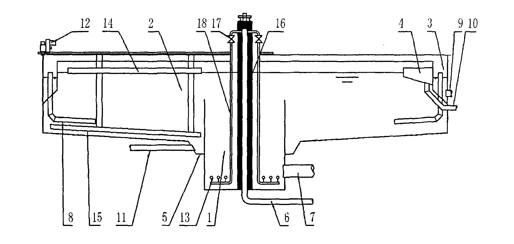 Radial-flow air-flotation thickening apparatus for sludge