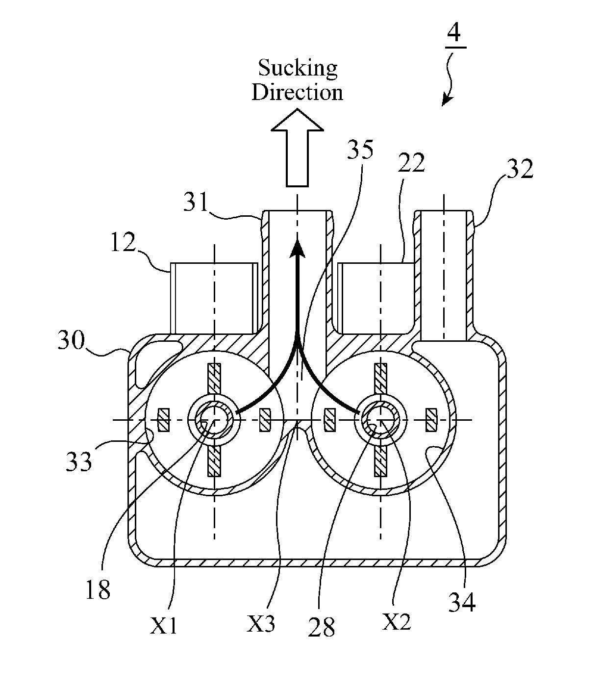 Dual electromagnetic valve and evaporated gas treatment system