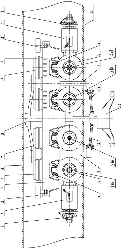 Suspension type monorail vehicle bogie and suspension type monorail train