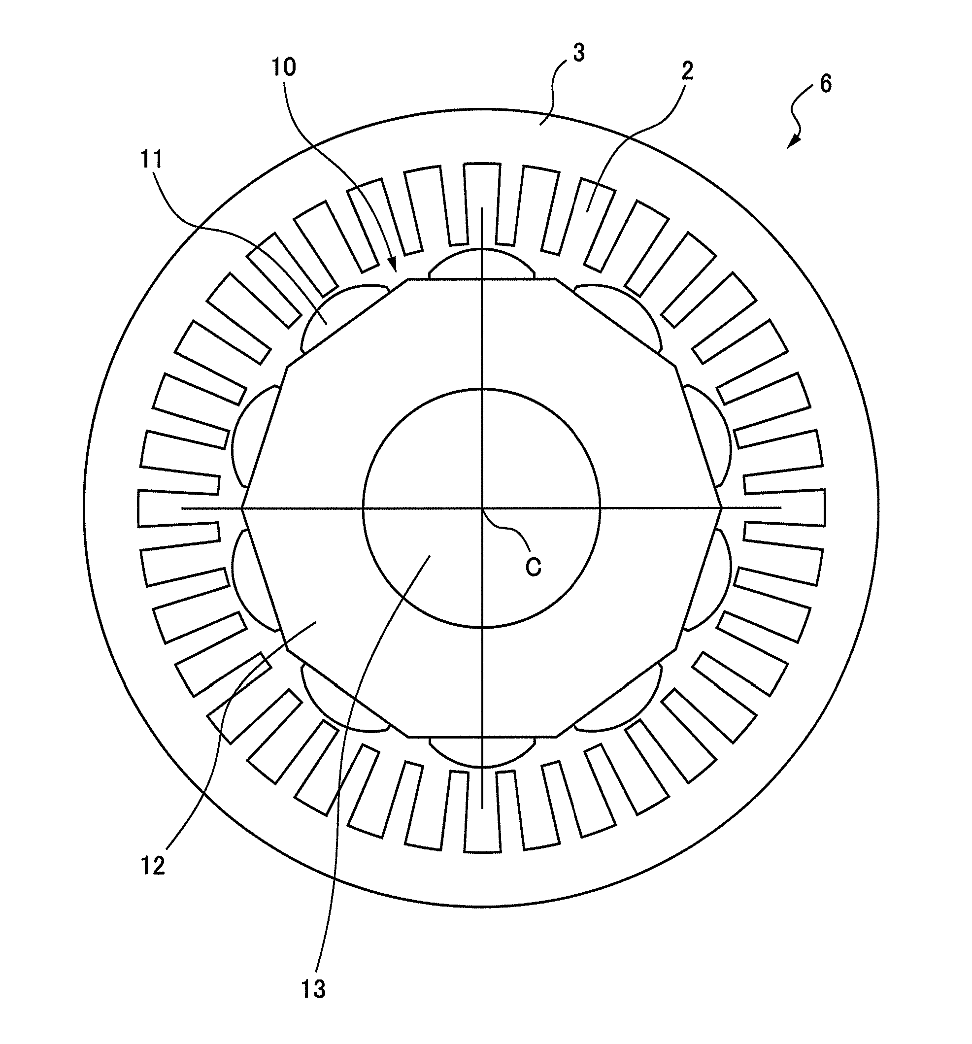 Electric motor having three-layer winding structure