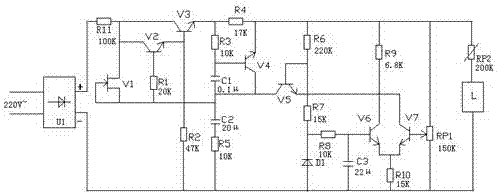 Direct current voltage power supply lighting circuit