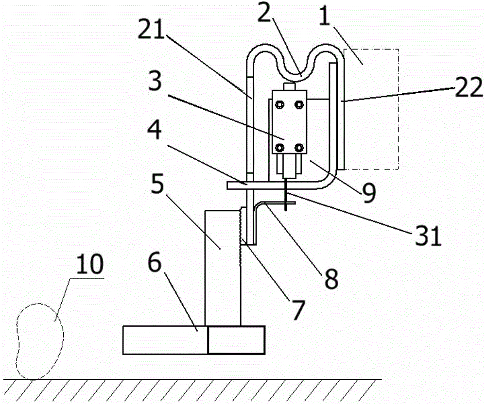 A rail vehicle contact obstacle detection device