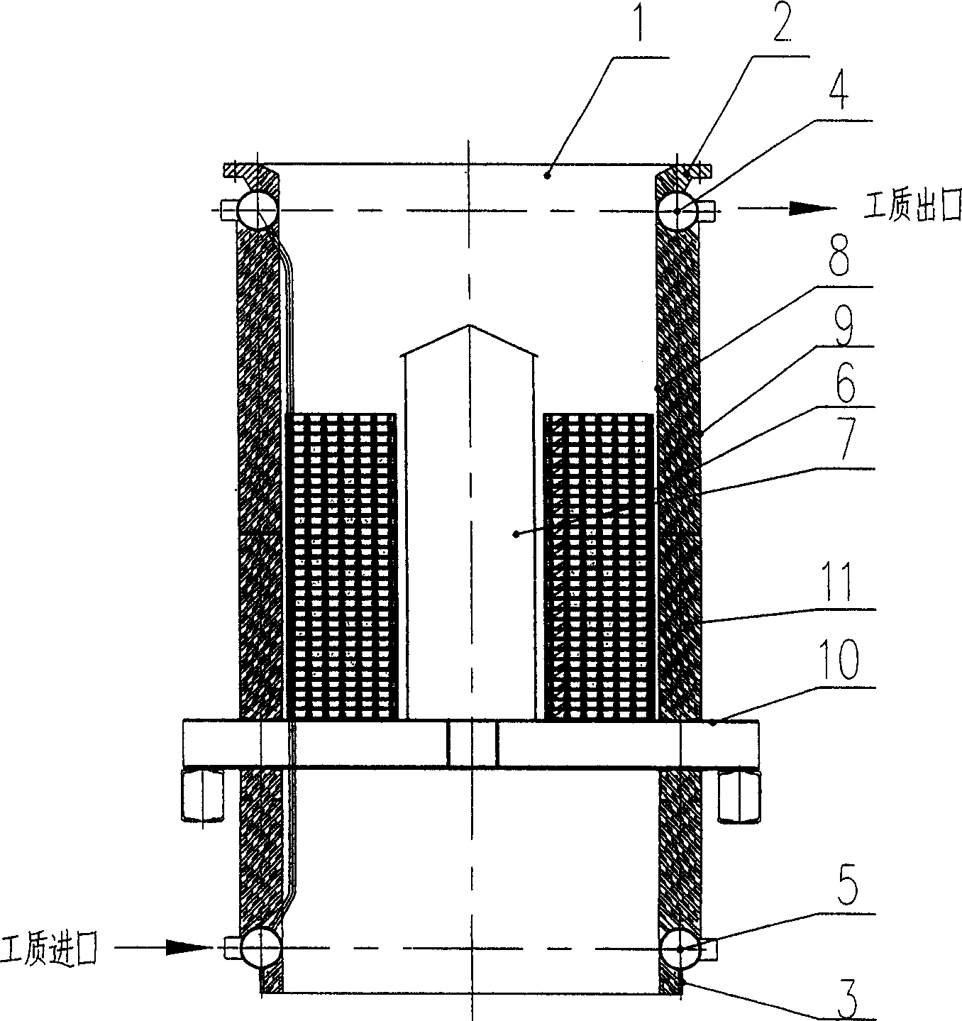 Heat exchanger with single working medium for ordinary pressure