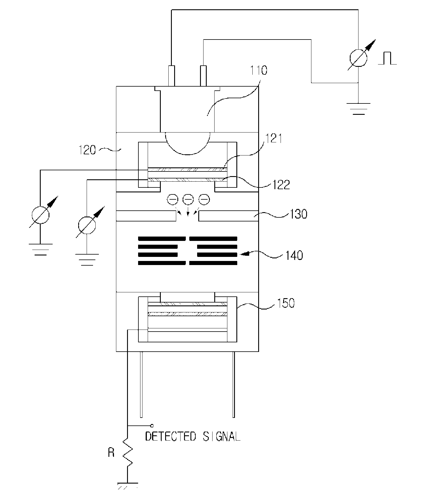 Ultraviolet diode and atomic mass analysis ionization source collecting device using ultraviolet diode and an mcp