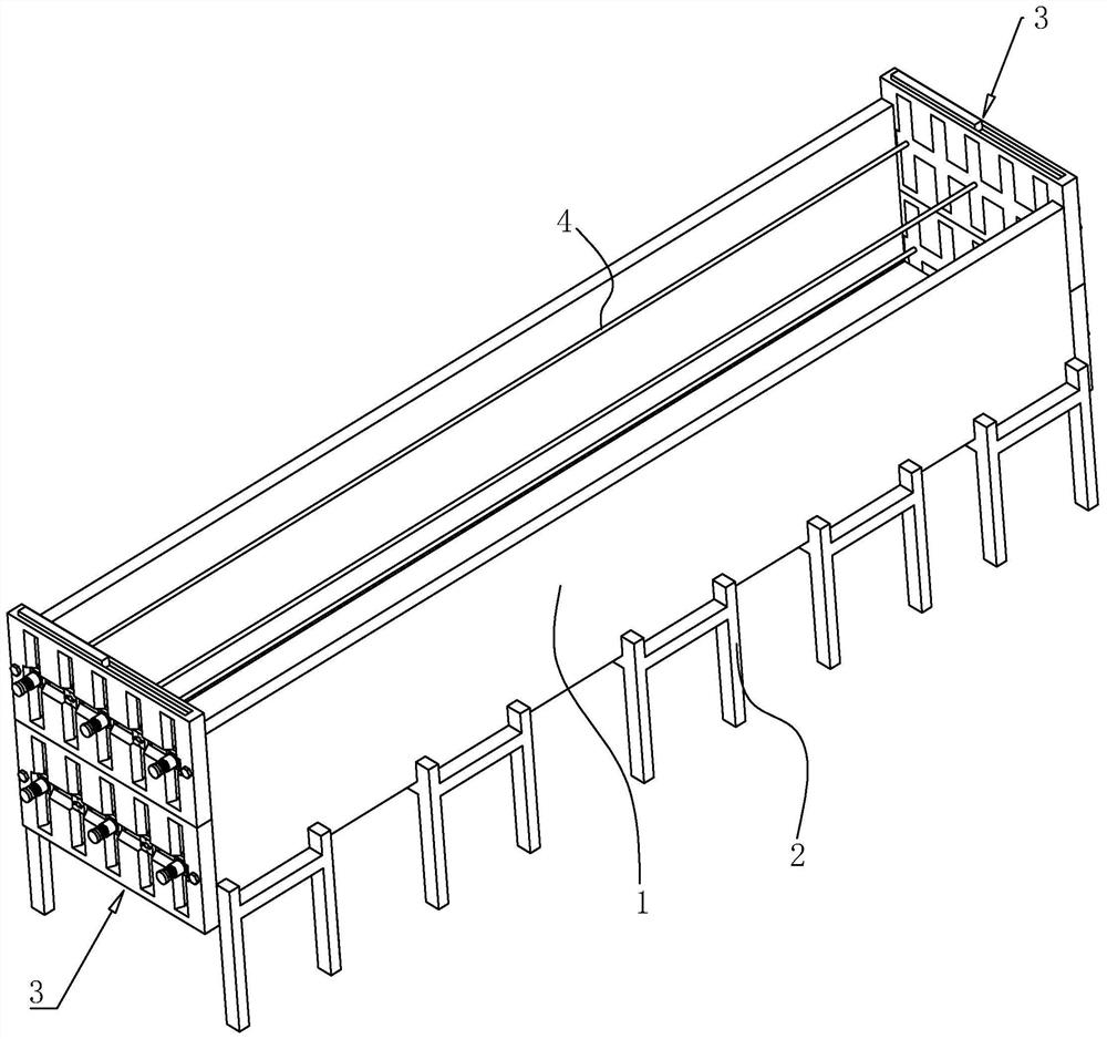 Large-span prestressed concrete beam formwork structure