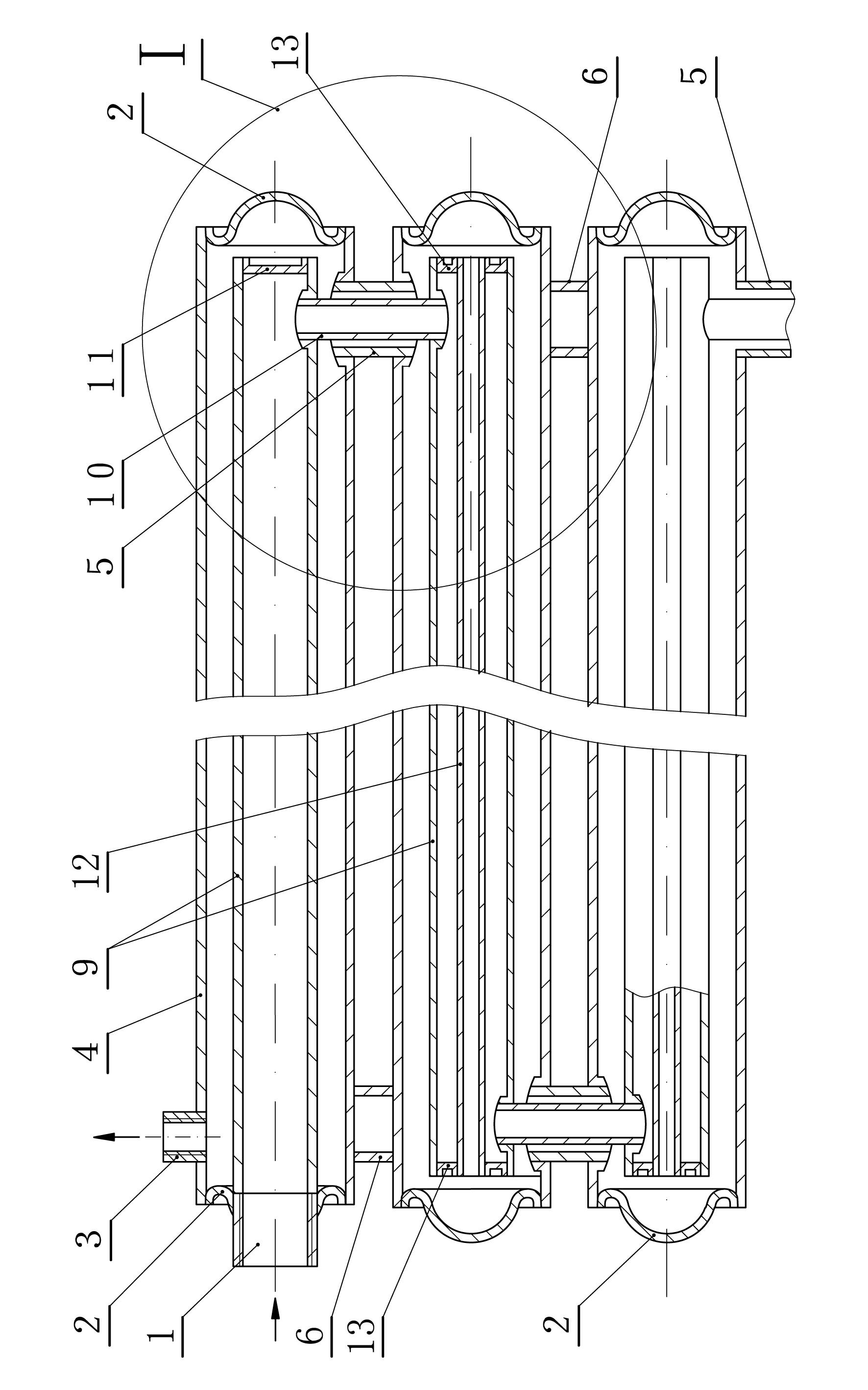 Pipe-communicated double-partition-wall heat transfer heat exchanger and manufacturing process thereof