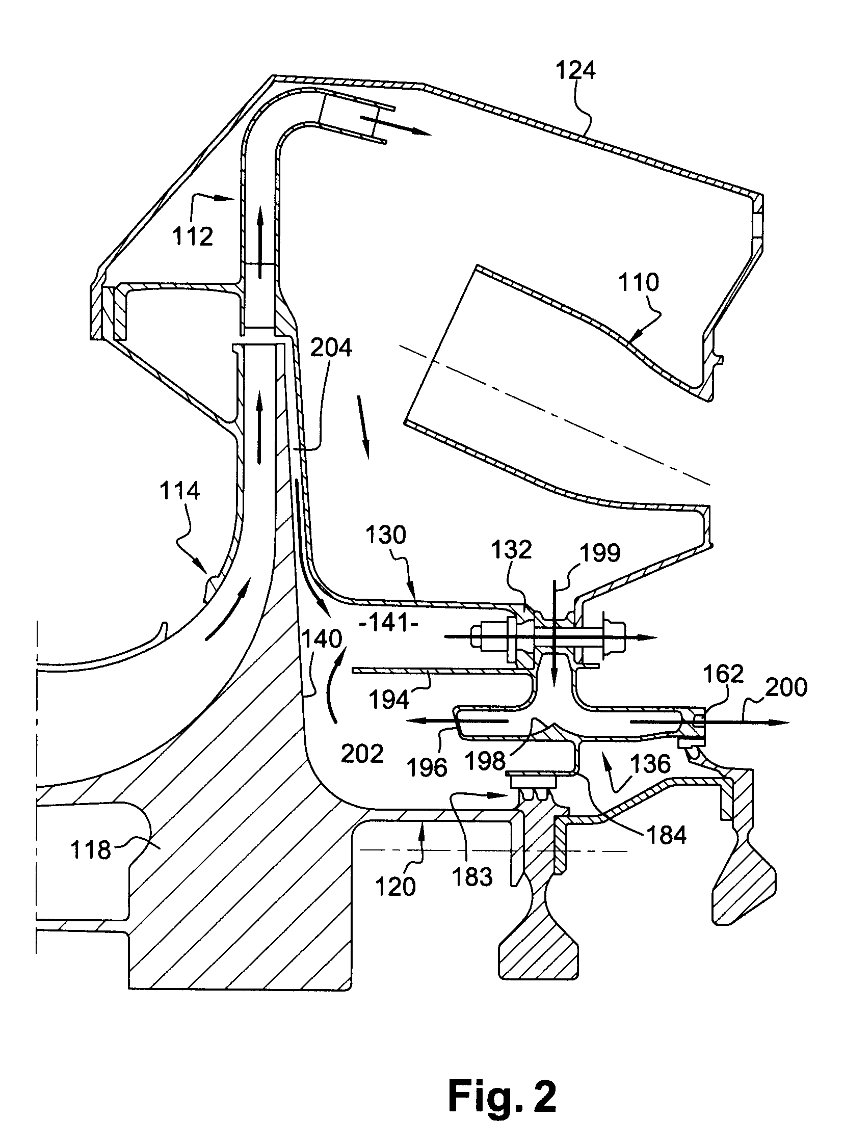 Turbomachine comprising a system for cooling the downstream face of an impeller of a centrifugal compressor