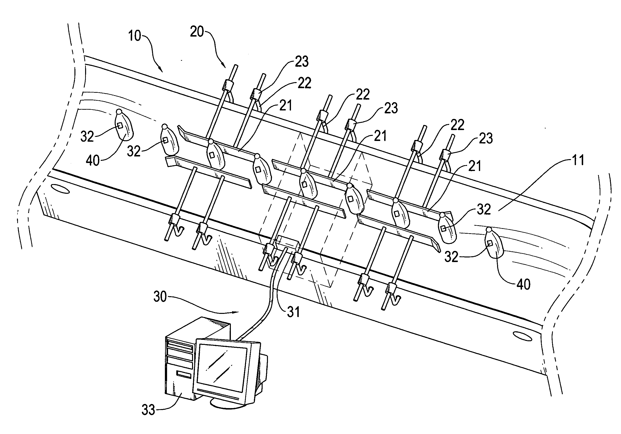 Electronic tag testing device and method