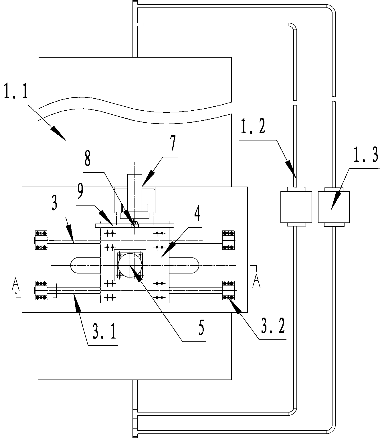 Oscillatory type tidal current power generation capture efficiency testing device