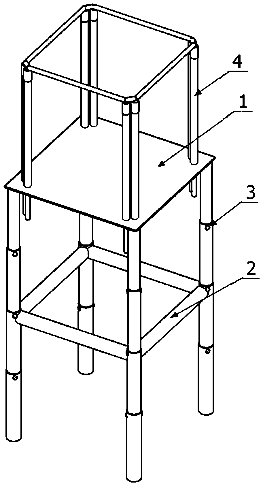 Height-adjustable safety protective shed with operation platform function