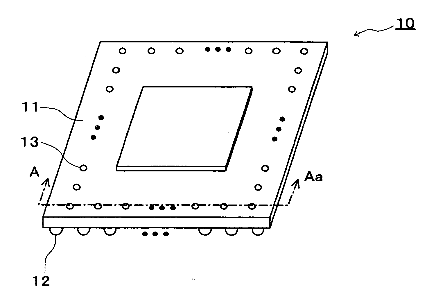IC package, inspection method of IC package mounting body, repairing method of IC package mounting body, and inspection pin for IC package mounting body