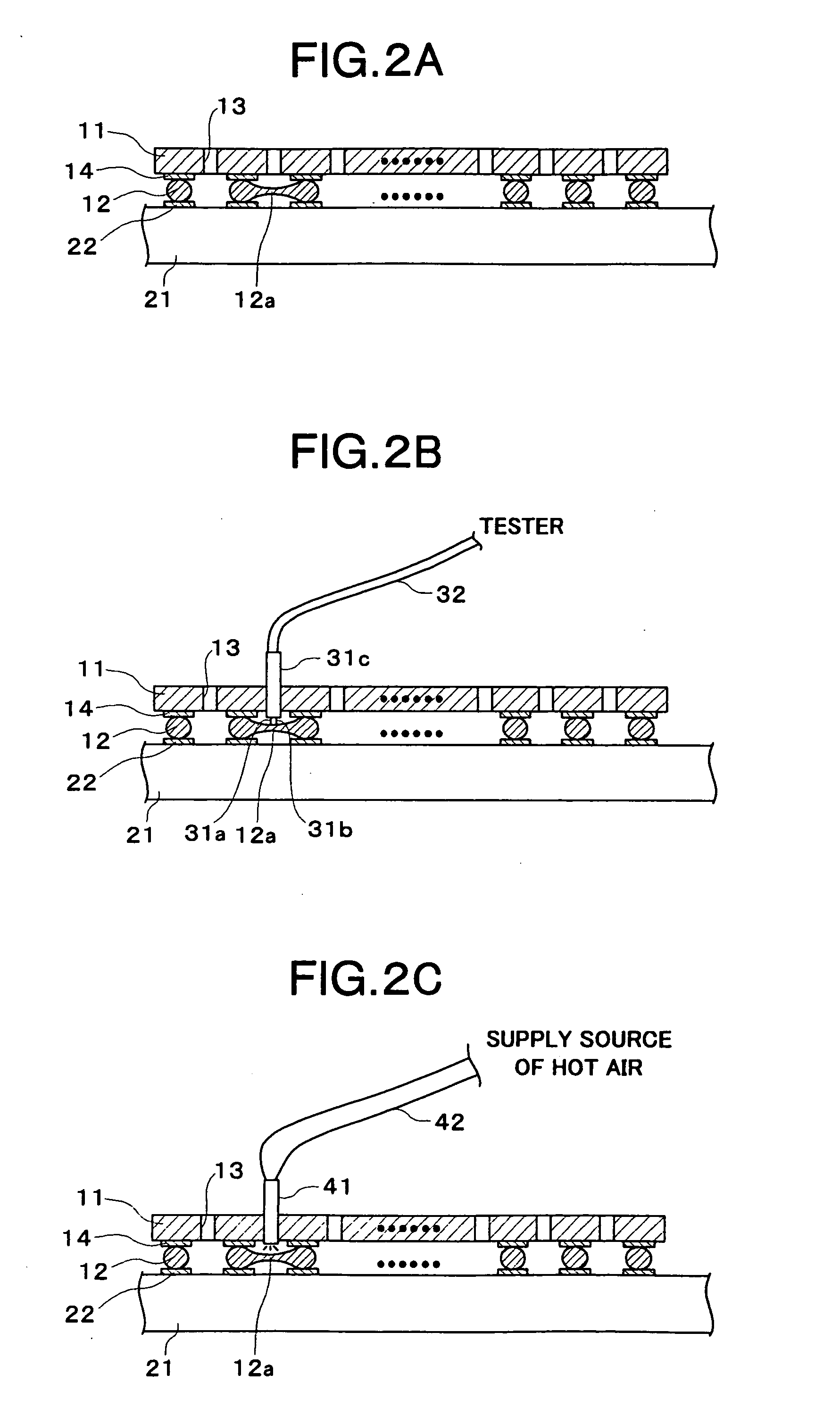IC package, inspection method of IC package mounting body, repairing method of IC package mounting body, and inspection pin for IC package mounting body