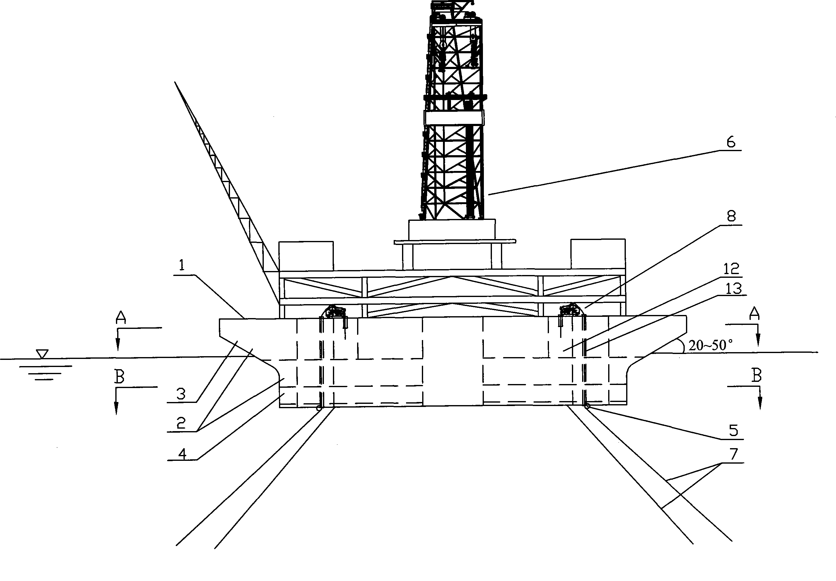 Floating platform working in sea area of ice region