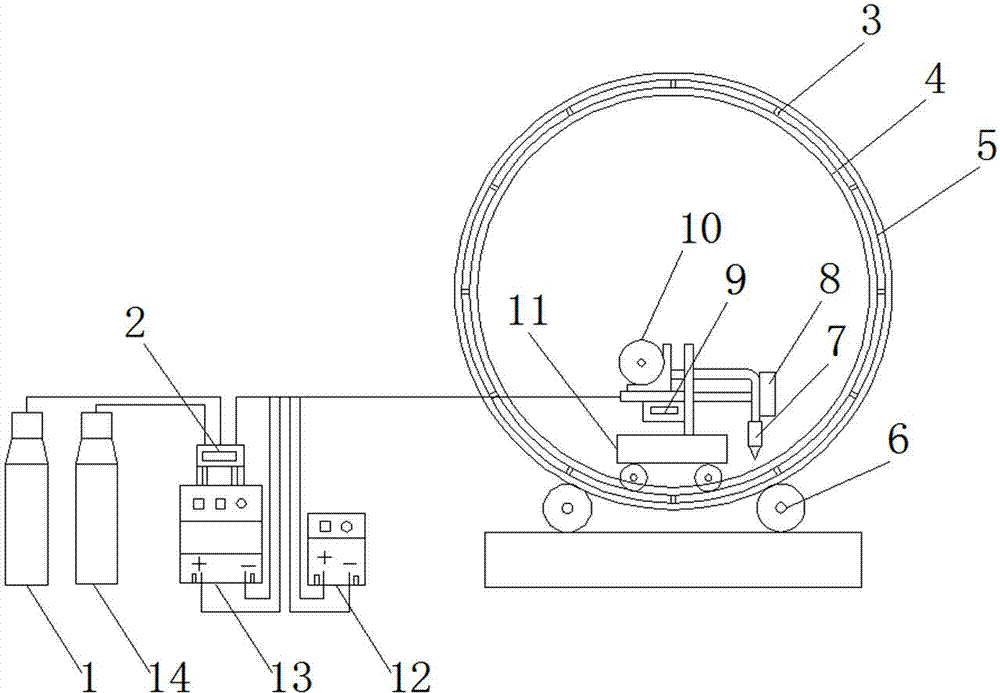 Automatic inner cylindrical circular seam welding machine with flexible rail