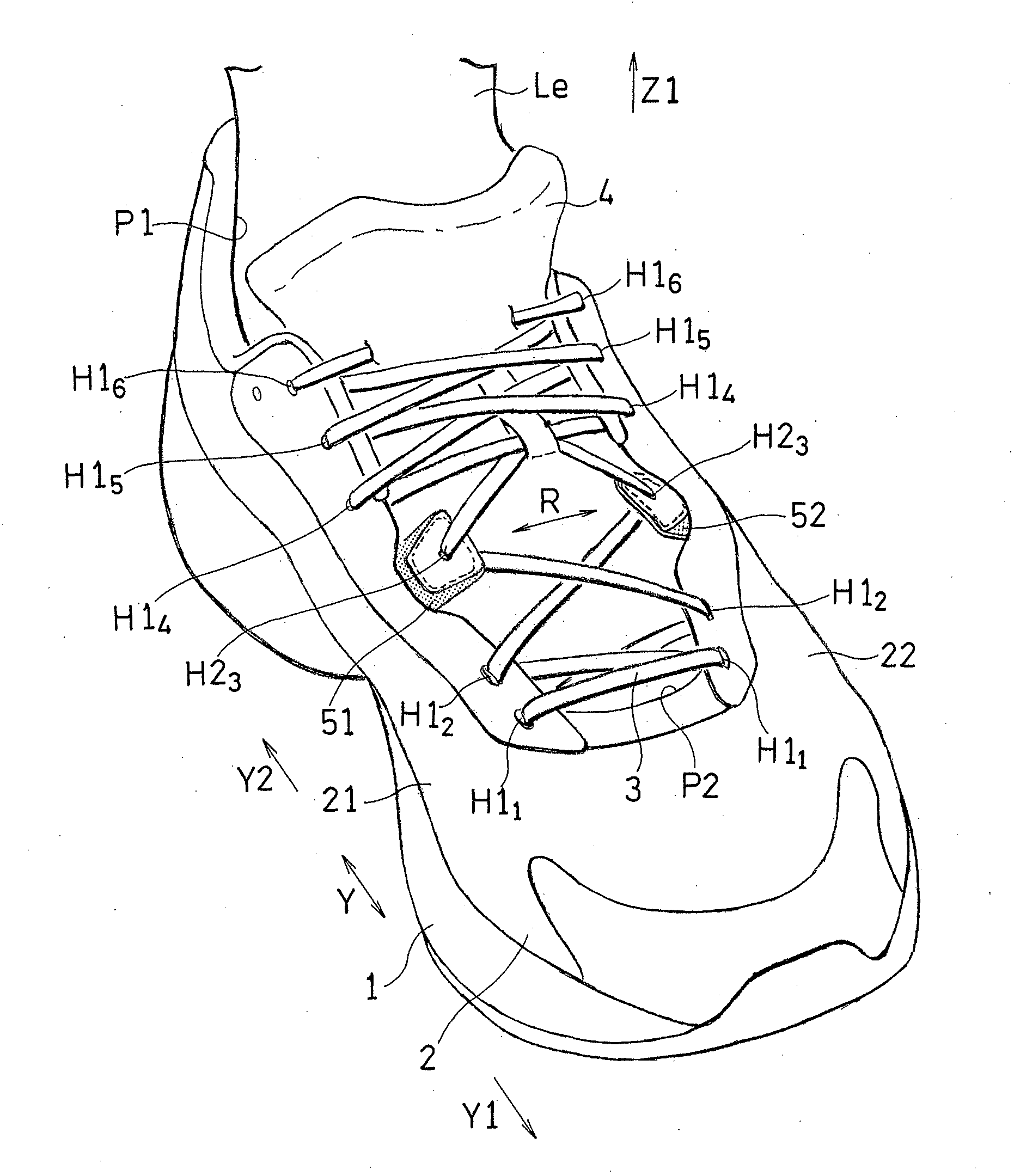 Shoe having lace fitting structure
