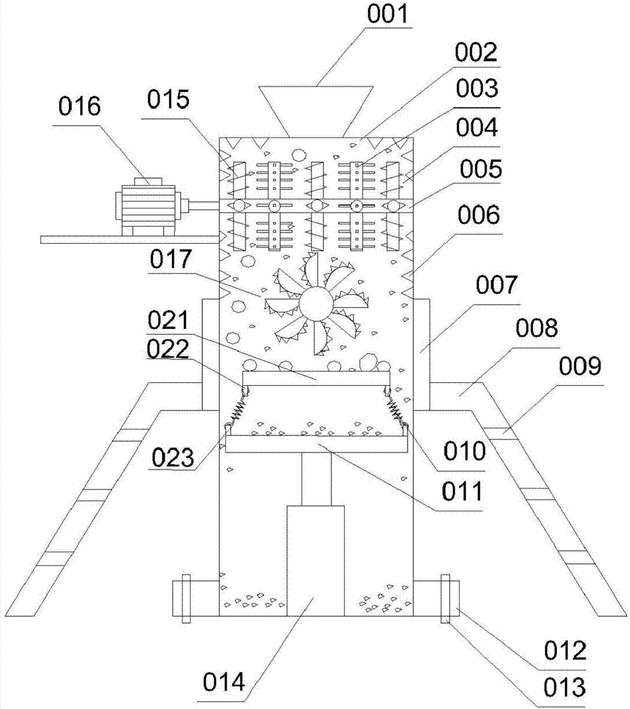 Efficient crushing device with double-speed rebound plate
