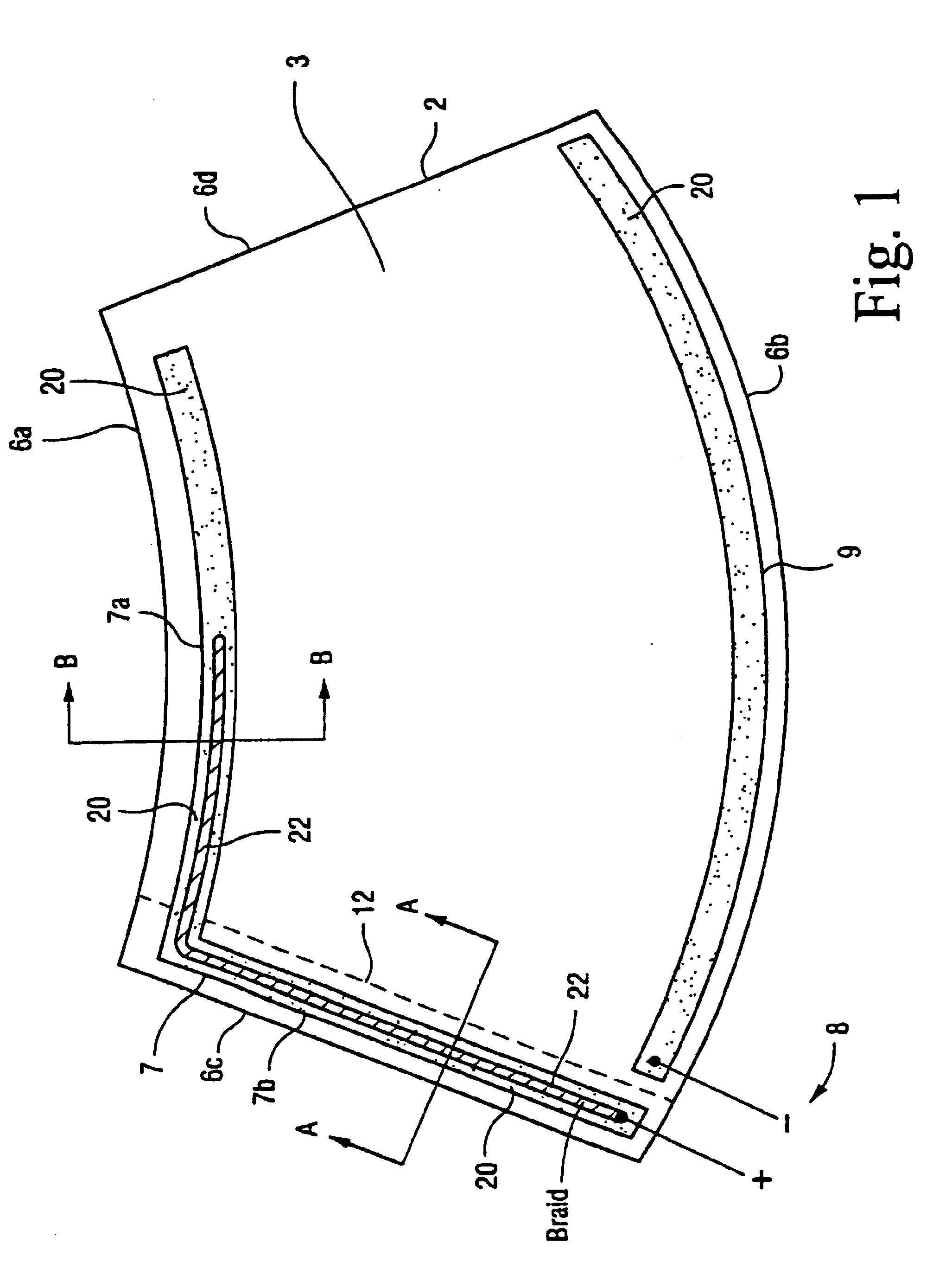 Heatable vehicle windshield with bus bars including braided and printed portions