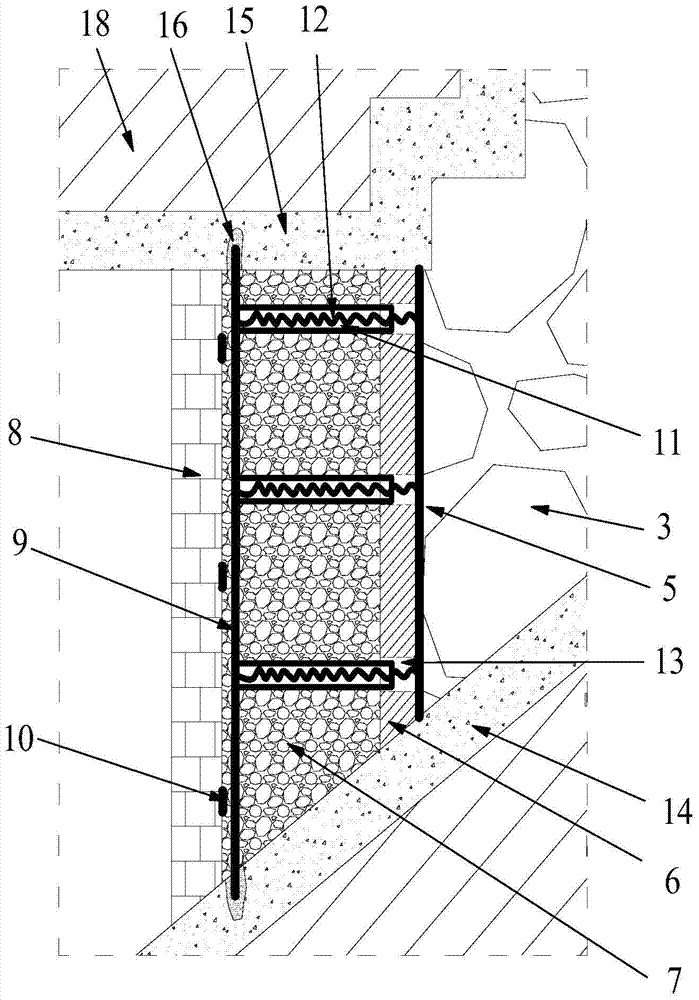 Blocking structure and construction method for anti-rock impact of slip-breaking system under construction