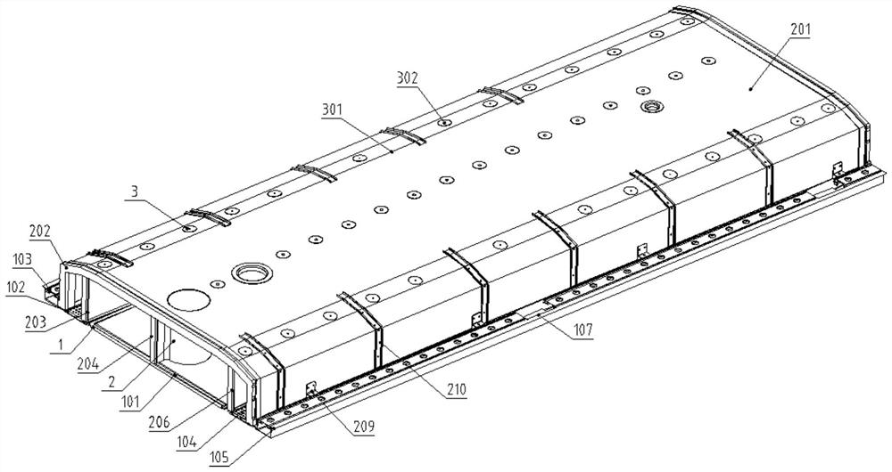 A roof and air duct integrated module structure for subway vehicles