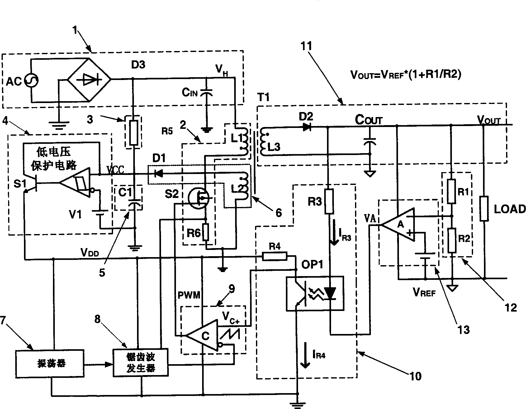 Switch power supply circuit with output short circuit protection function