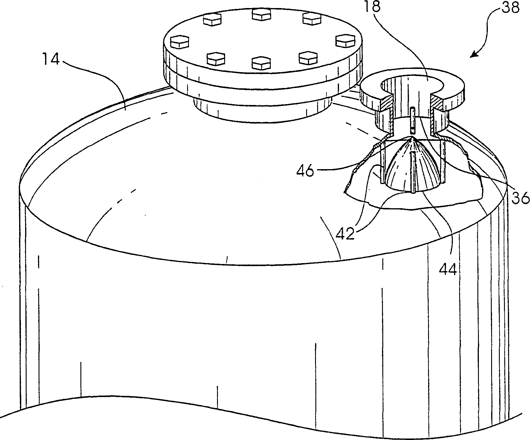 Coke drun with overhead deflector plate and method using this