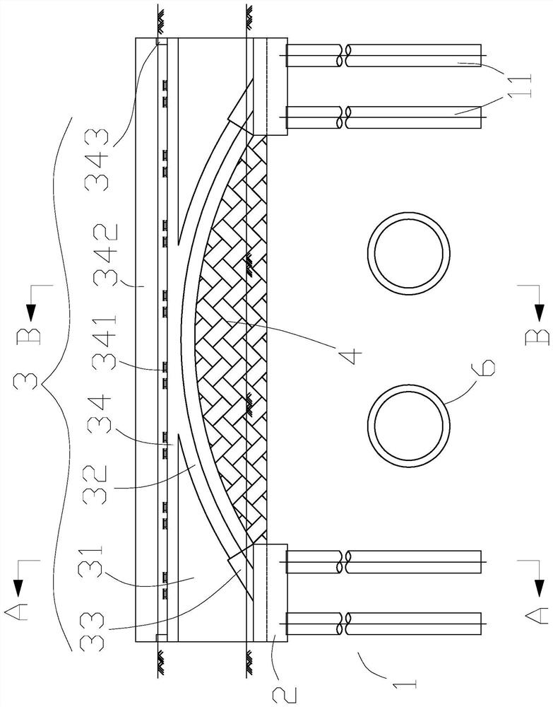 Arched abutment structure and construction method thereof