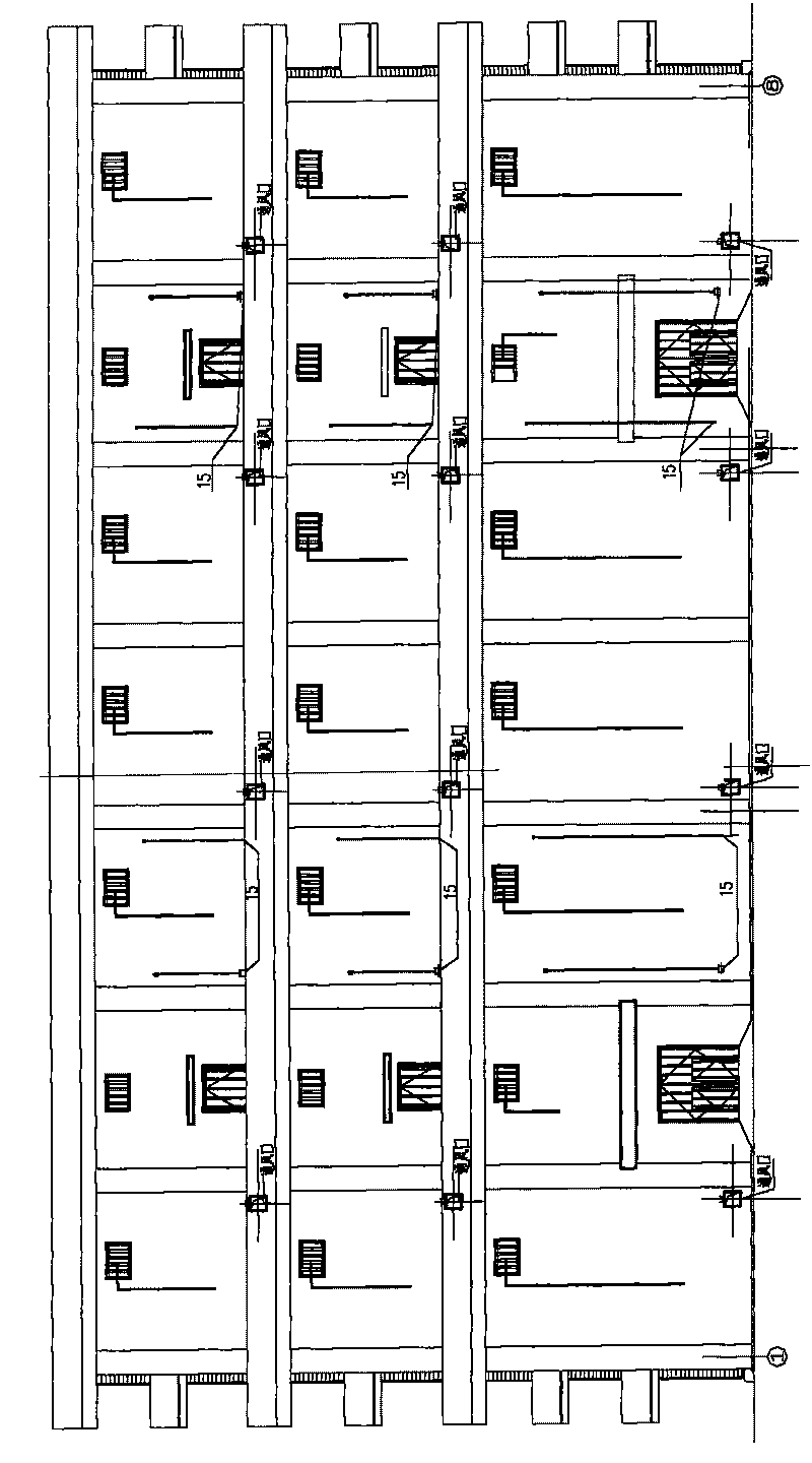 Bulk grain multi-storied warehouse with hollow pillars