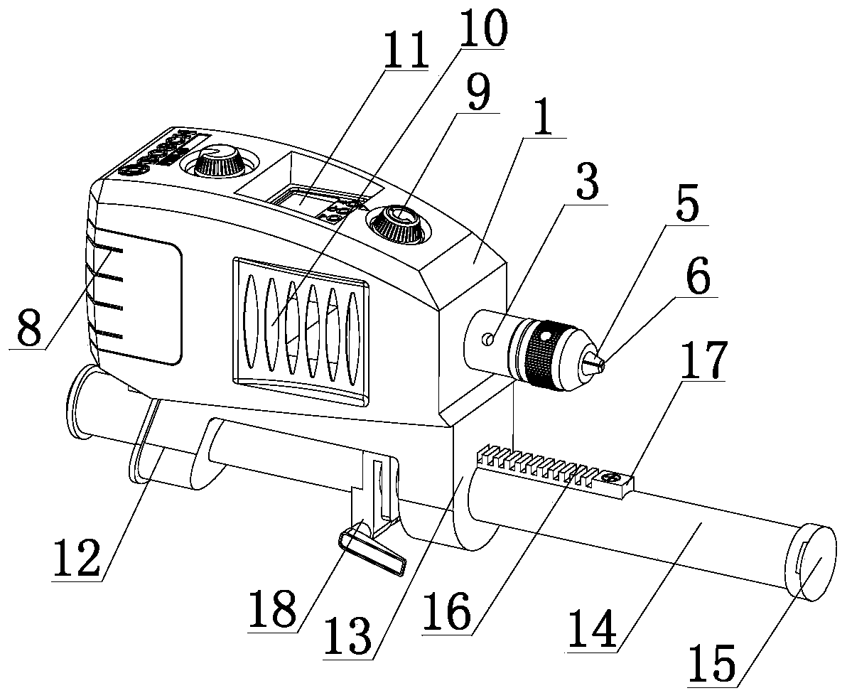 An end mill clamping and moving adjustment device