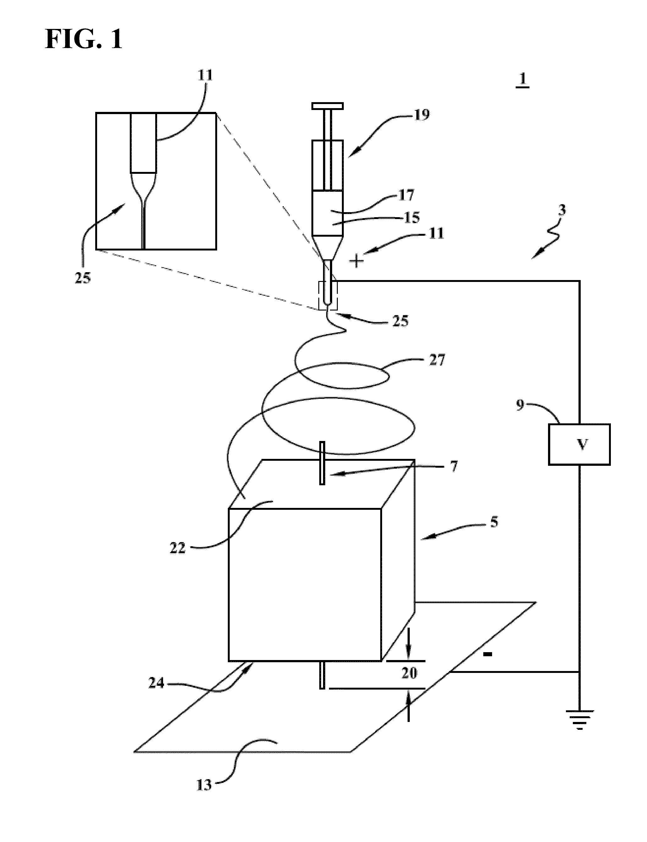 Apparatus and method for electrospinning a nanofiber coating on surfaces of poorly conductive three-dimensional objects