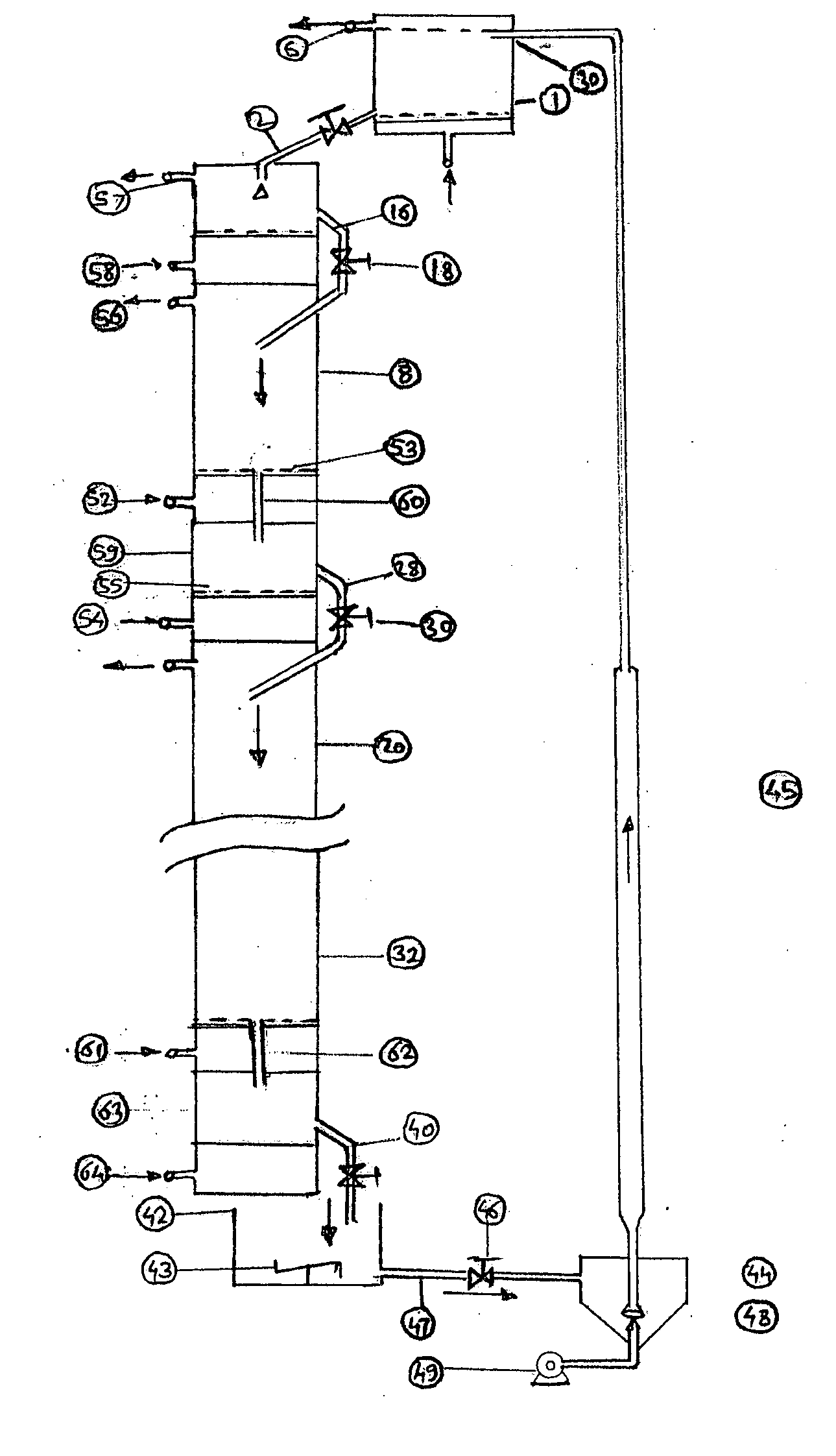 Continuous countercurrent fluidized moving bed (FMB) and/or expanded moving bed (EMB)