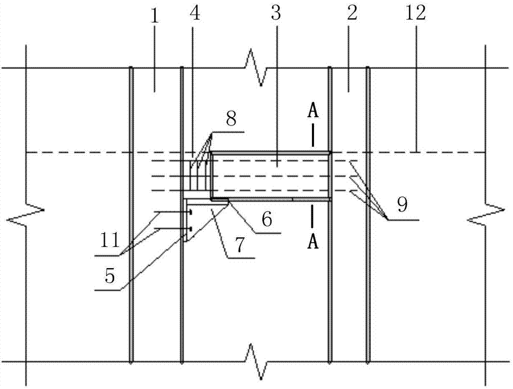 Construction method, mounting structure and combined structure for coupling beam between shear wall limbs