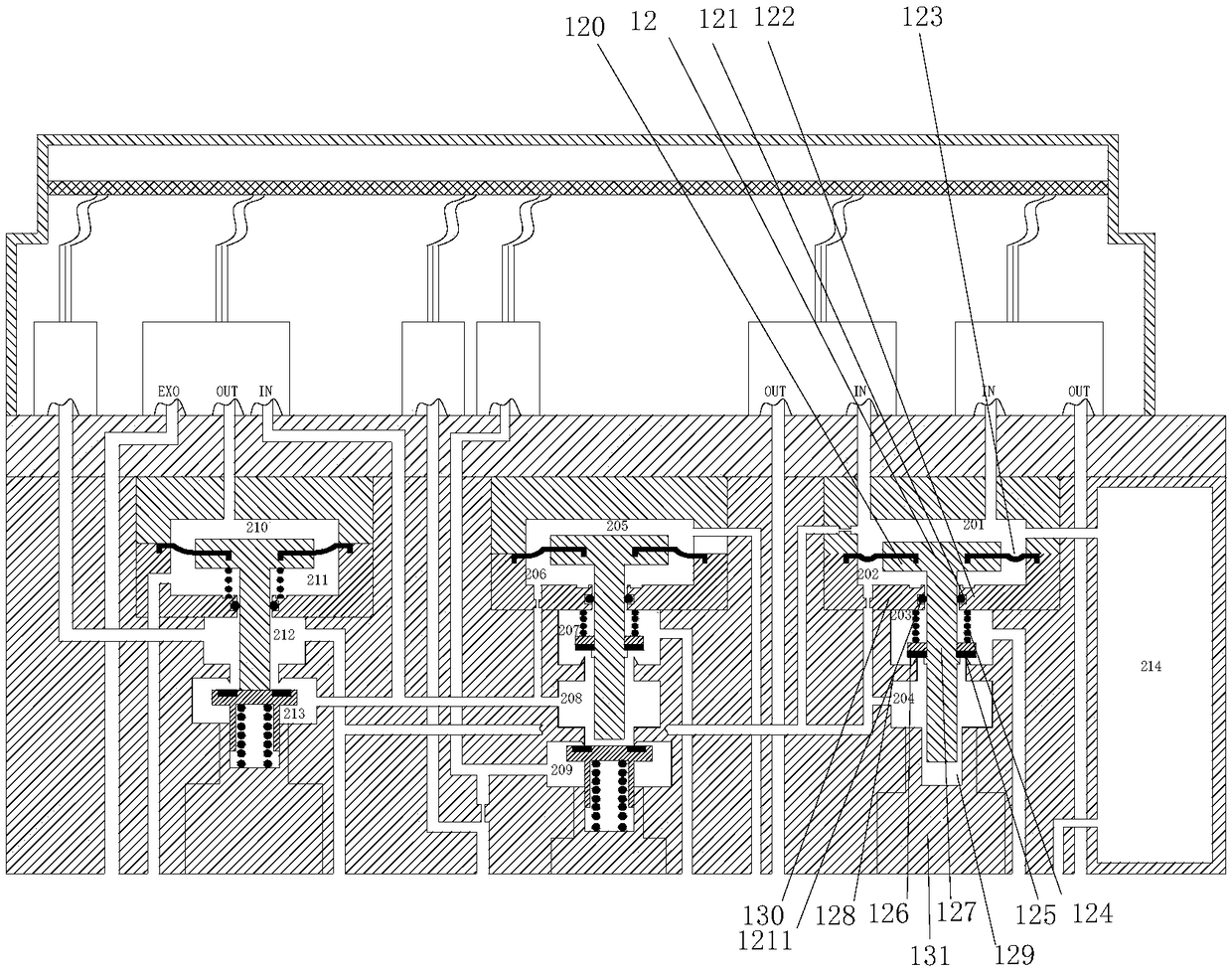 A train tube pressure control module for electric locomotive