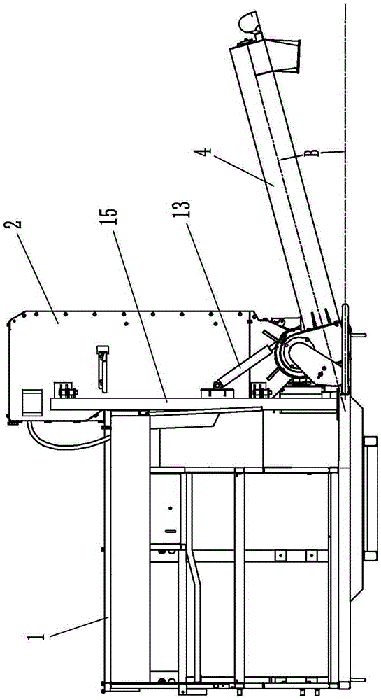 A harvester rotates a large granary