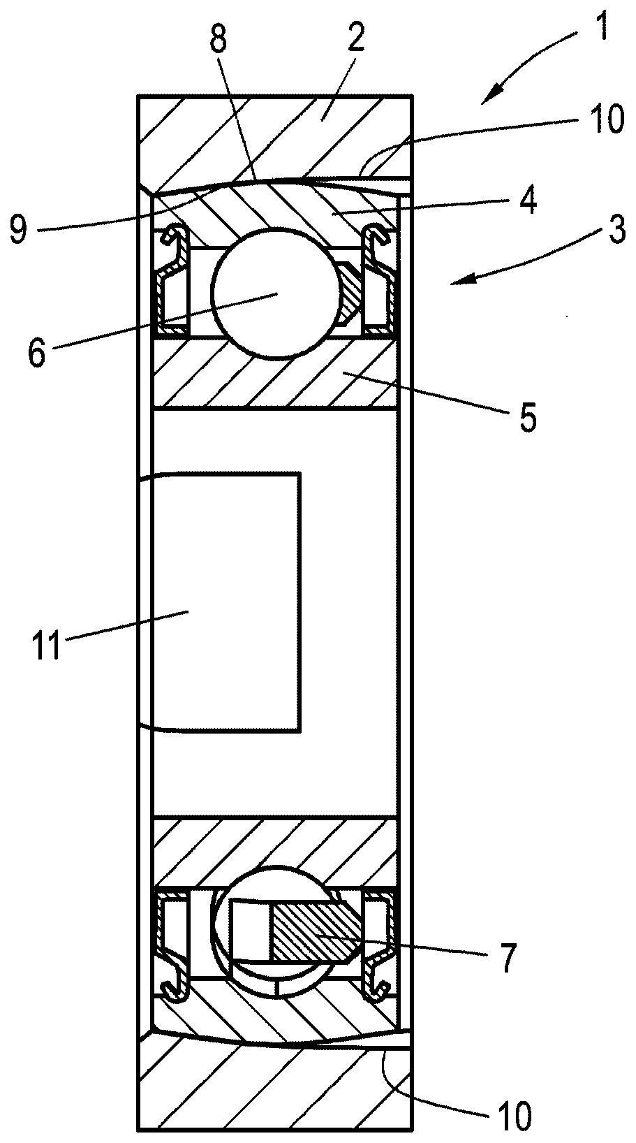 A bearing assembly and a retaining ring