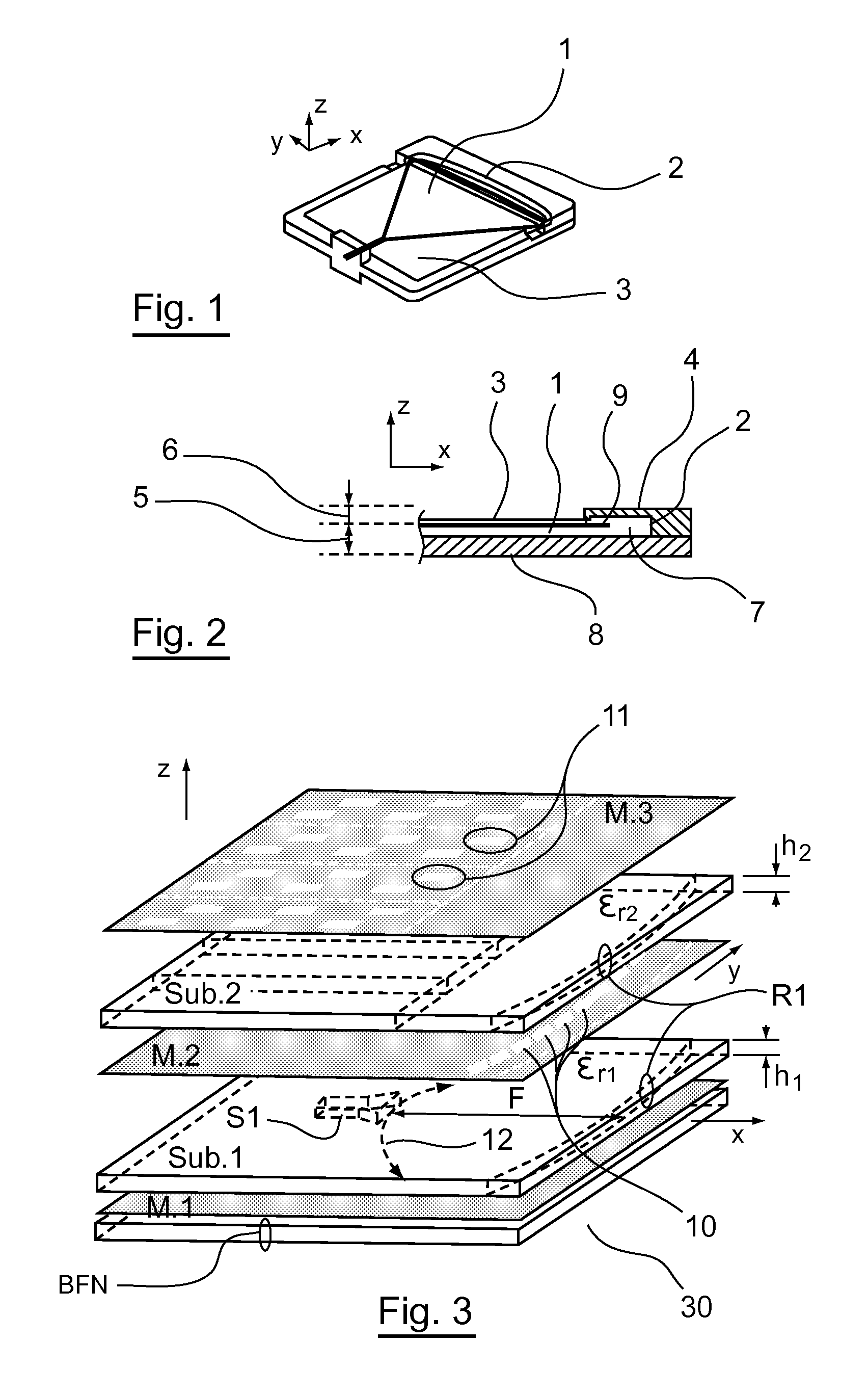 Multilayer pillbox type parallel-plate waveguide antenna and corresponding antenna system