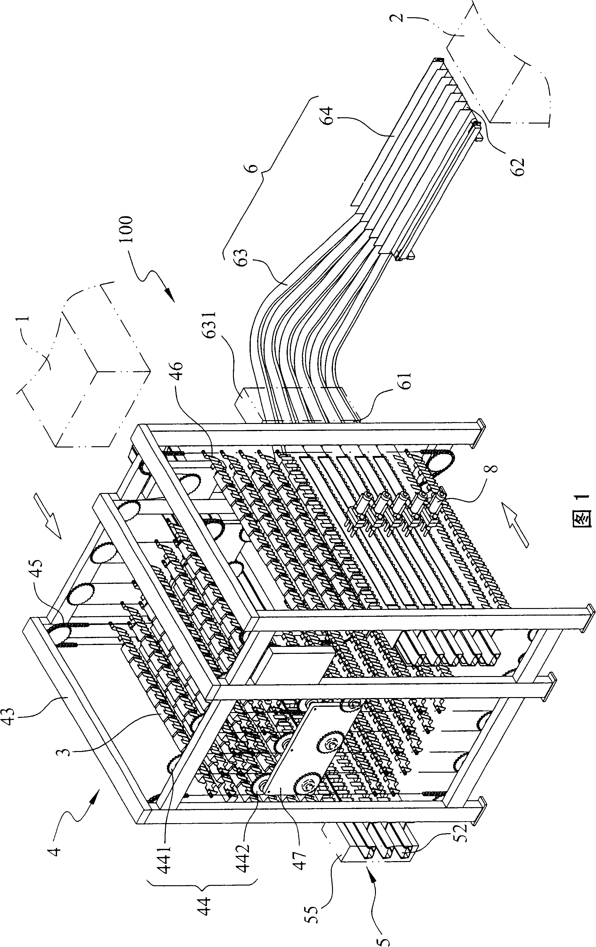 Materials allocating, storing and outputting equipment