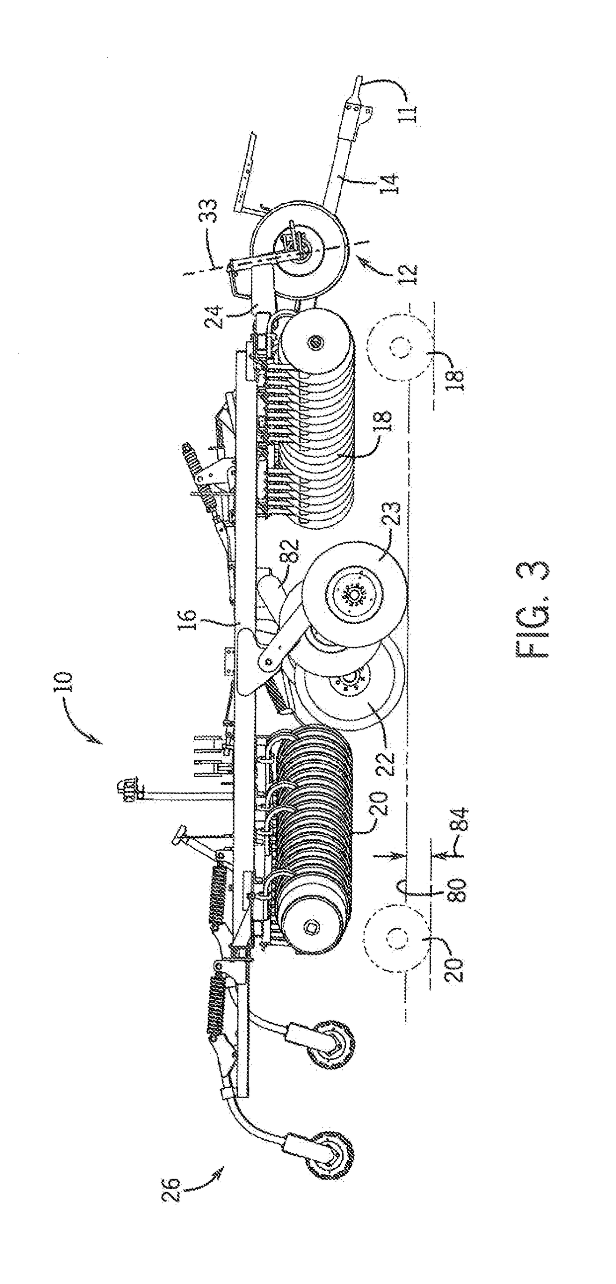 Remote hydraulic positioning of an implement stabilizer wheel
