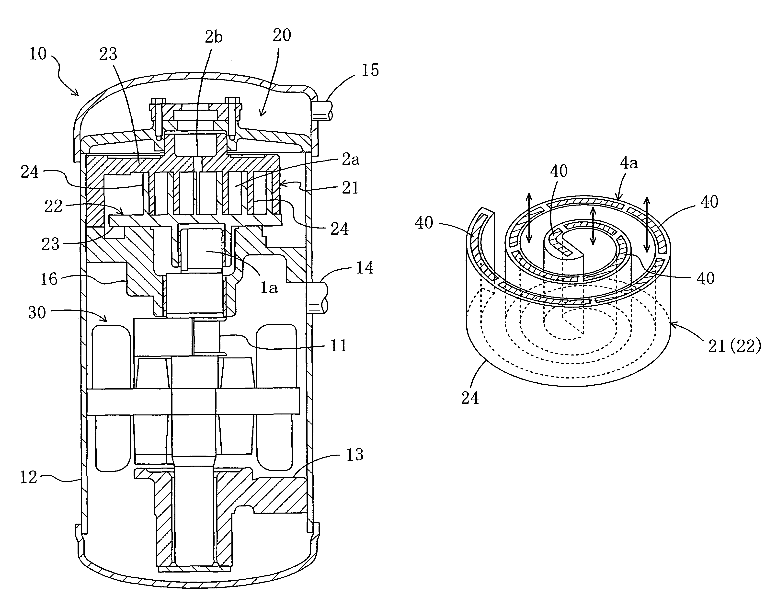 Scroll fluid machine having an adjustment member with a deformable element