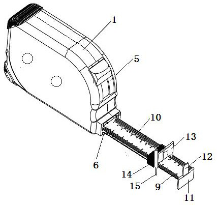 A line-drawing steel tape measure