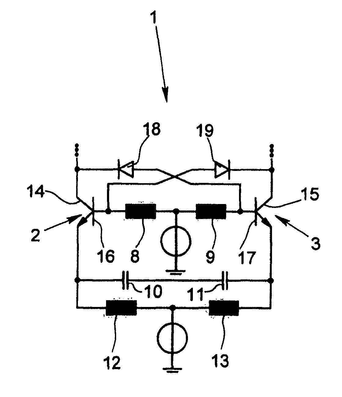 Circuit arrangement for creating microwave oscillations