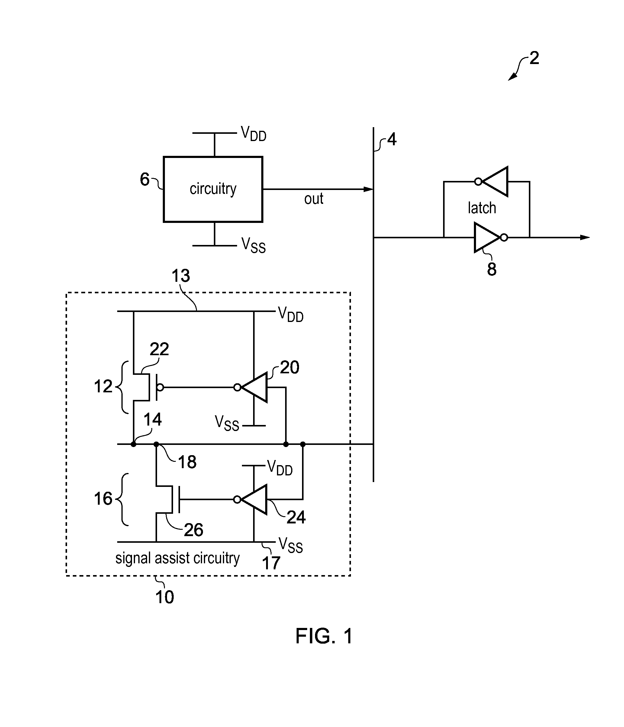 Integrated circuit with signal assist circuitry and method of operating the circuit