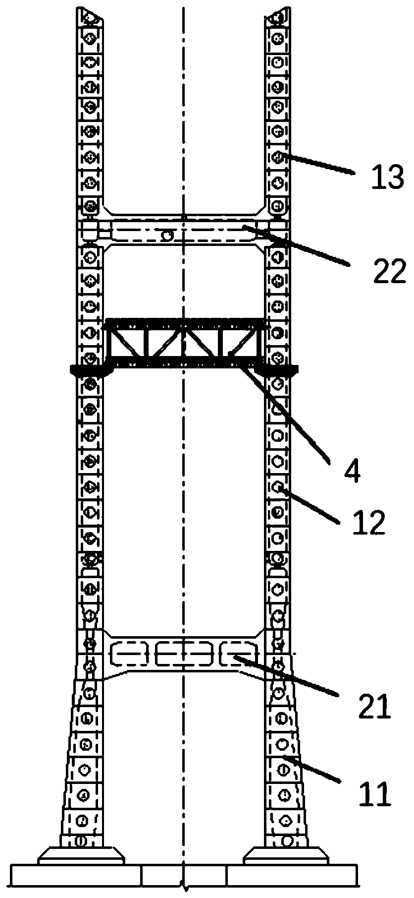 Bridge high-tower construction method and construction equipment thereof