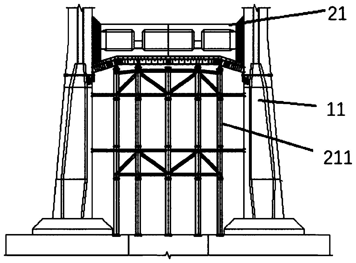 Bridge high-tower construction method and construction equipment thereof