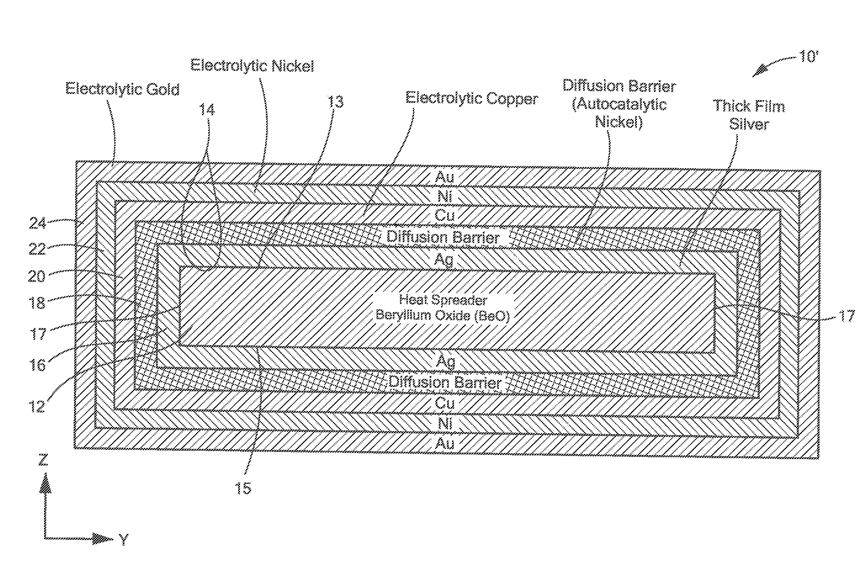 Thermal spreader having inter-metal diffusion barrier layer