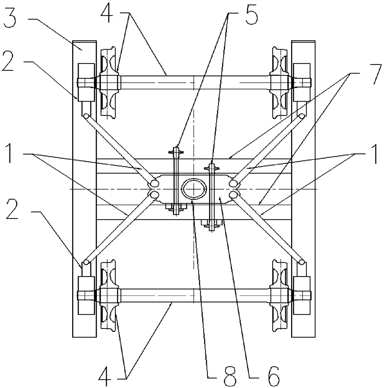 A rail vehicle and its forced guide radial bogie