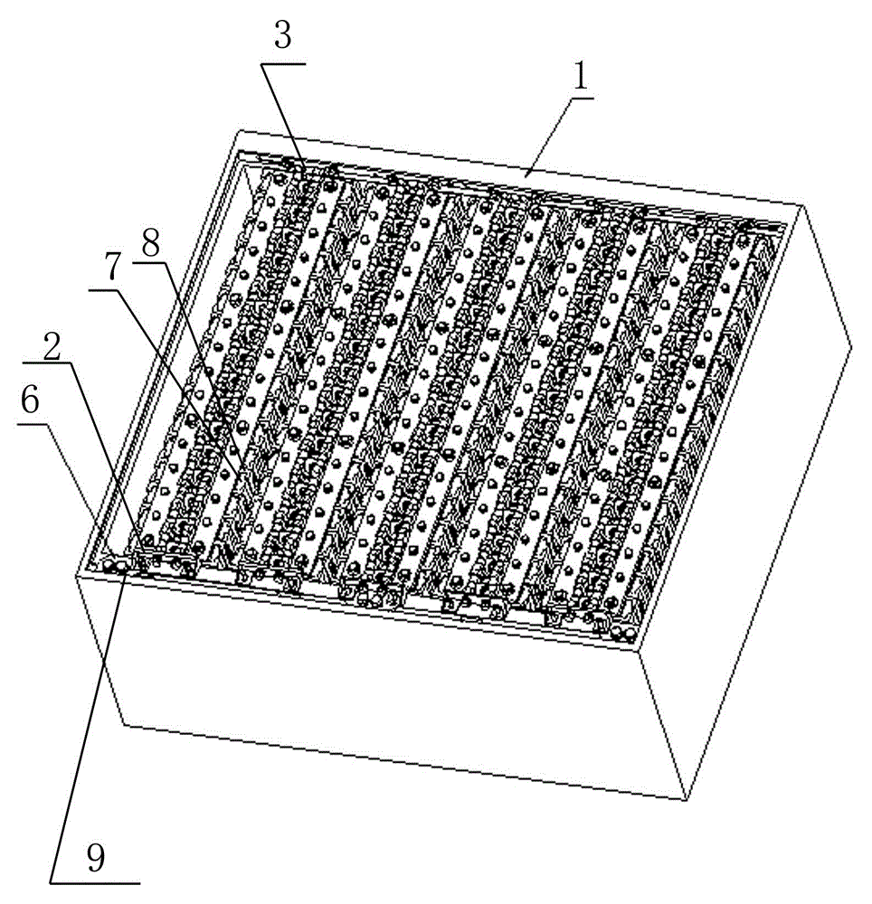 A battery module combination structure suitable for quick-change battery boxes of pure electric buses