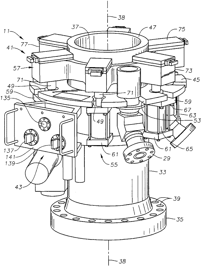 Drilling riser adapter (11) connecting member possessing submarine operation