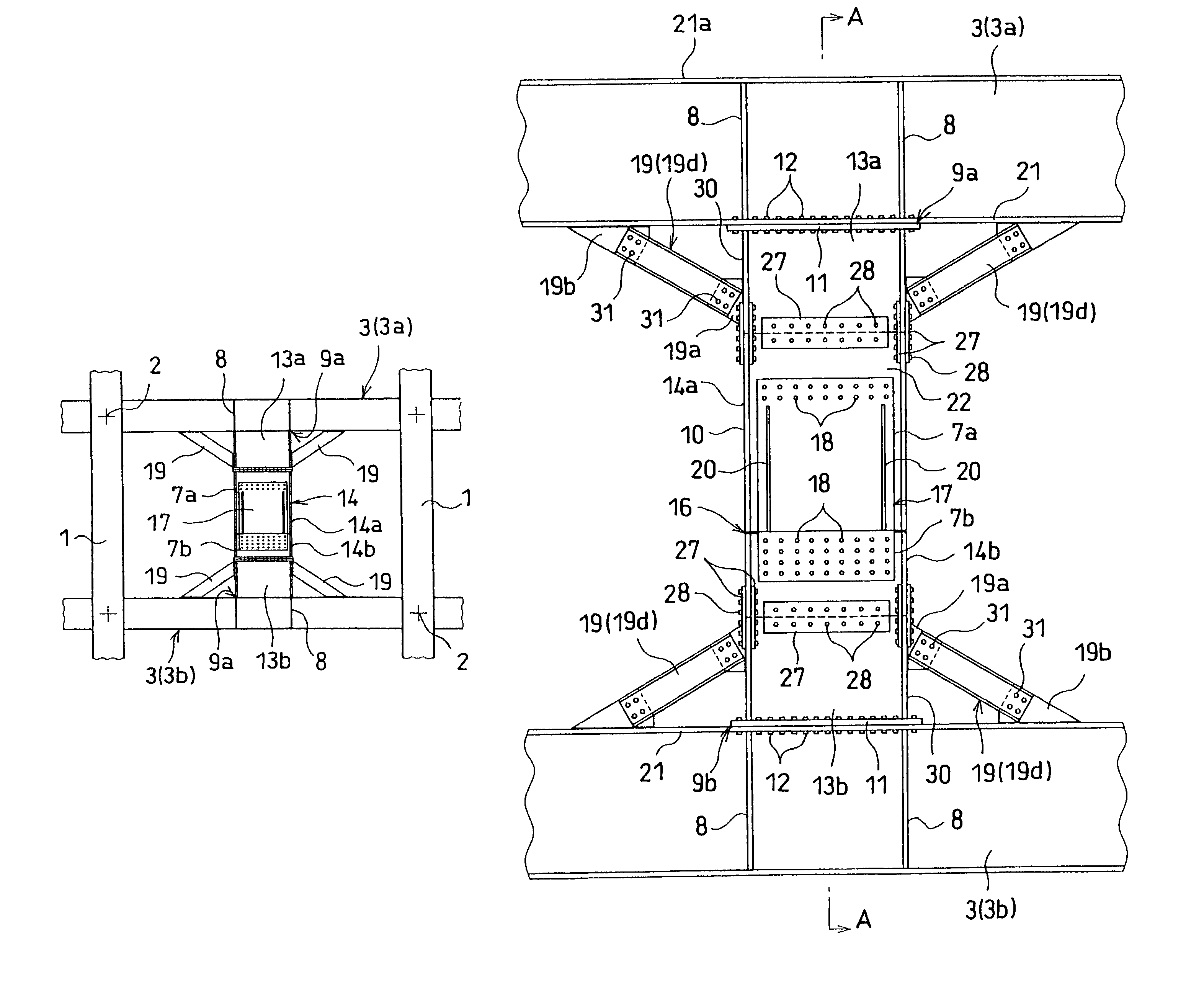 Damping intermediate pillar and damping structure using the same